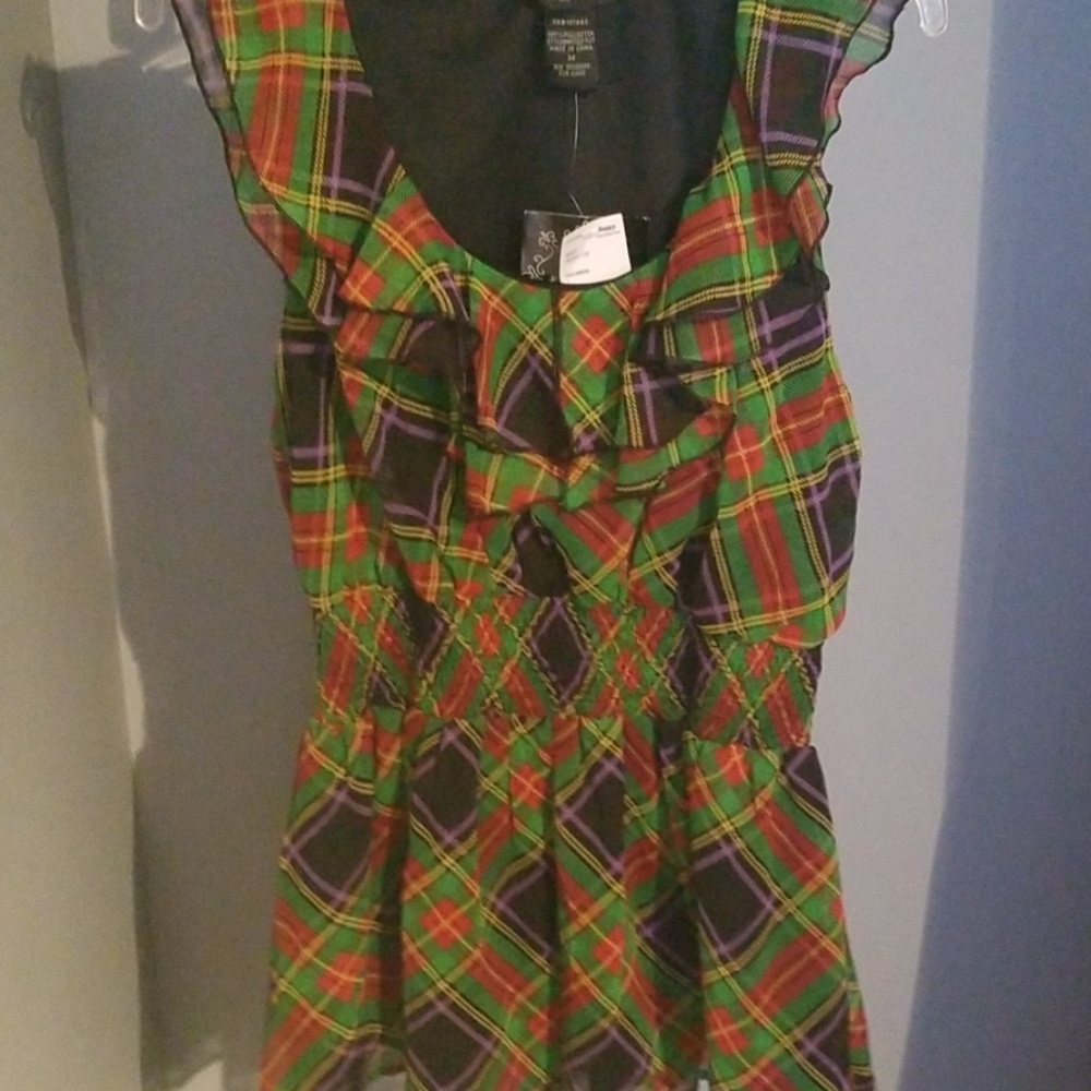 Sam & Max Lined Smocked Waist Ruffle Top NWT